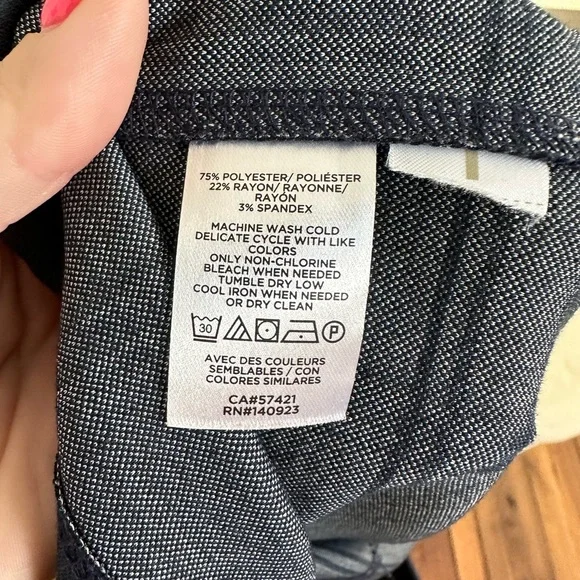 Ann Taylor LOFT Windowpane Funnel Neck Navy White Tunic Dress Sz: XS - Picture 9 of 11